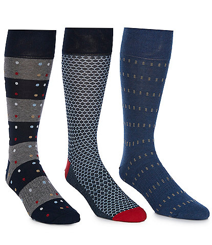 Roundtree & Yorke Multi Dot Pattern Dress Socks 3-Pack