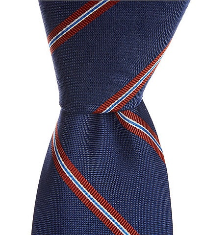 Roundtree & Yorke Outlined Stripe 3 1/8#double; Silk Tie