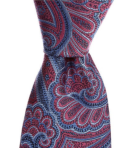 Roundtree & Yorke Oversized Paisley 3 3/8" Woven Silk Tie