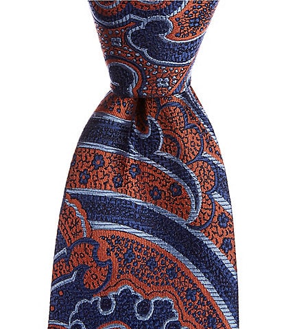 Roundtree & Yorke Oversized Paisley 3 3/8" Woven Silk Tie