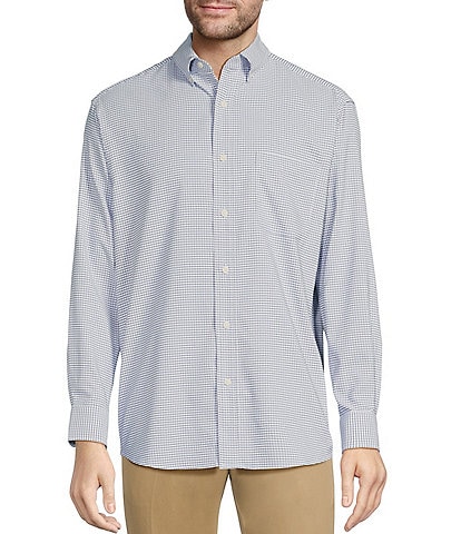 Roundtree & Yorke Performance Button Down Long Sleeve Micro Checked Sport Shirt