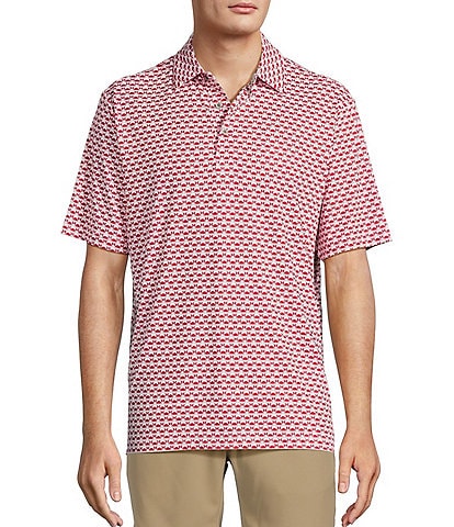 Roundtree & Yorke Performance Crab Print Short Sleeve Polo Shirt