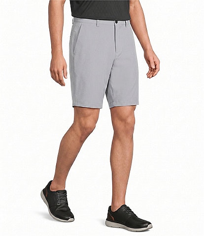Roundtree & Yorke Performance Flat Front 9#double; Solid Texture Shorts