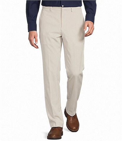 Roundtree & Yorke Performance Flat Front Classic Fit Solid Performance Warp Knit Pants