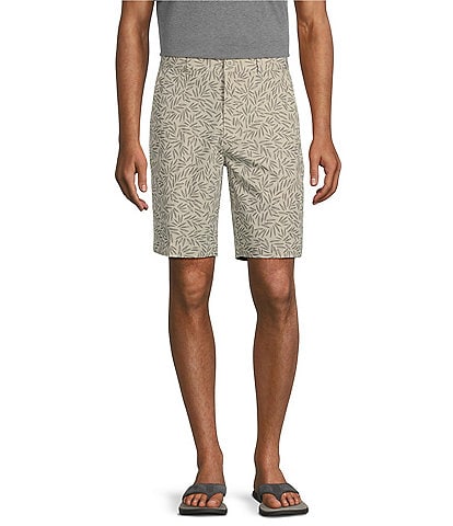 Roundtree & Yorke Performance Flat Front Patterned Texture Comfort Stretch Solid 9" Inseam Shorts