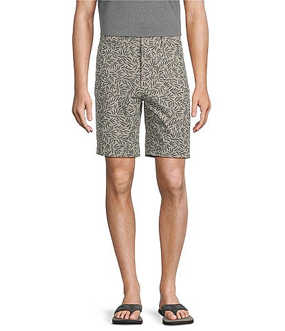 Roundtree & Yorke Performance Flat Front Patterned Texture Comfort Stretch Solid 9" Inseam Shorts
