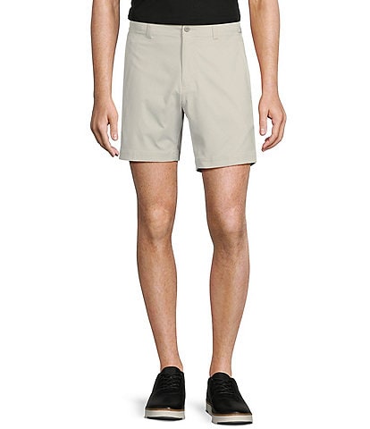 Roundtree & Yorke Performance Flat Front Straight Fit 7#double; Inseam Half Elastic Shorts