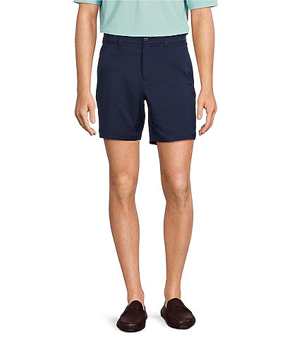 Roundtree & Yorke Performance Flat Front Straight Fit 7#double; Inseam Solid Shorts