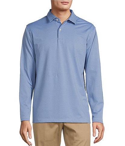 Roundtree & Yorke Performance Long Sleeve Mini-Pattern Polo Shirt