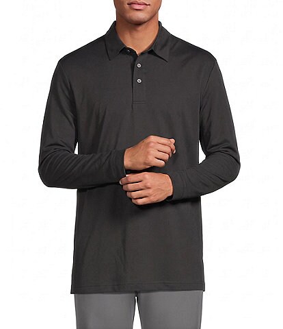 Roundtree & Yorke Performance Long Sleeve Solid Textured Polo Shirt