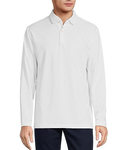 Roundtree & Yorke Performance Long Sleeve Tonal Mini-Pattern Polo Shirt