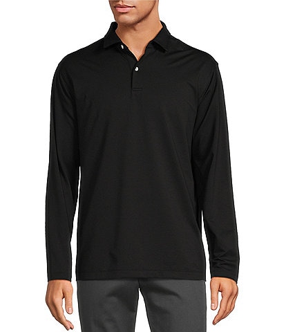 Roundtree & Yorke Performance Long Sleeve Tonal Mini-Pattern Polo Shirt