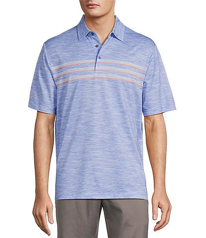 Roundtree & Yorke Performance Short Sleeve Chest Stripe Polo Shirt