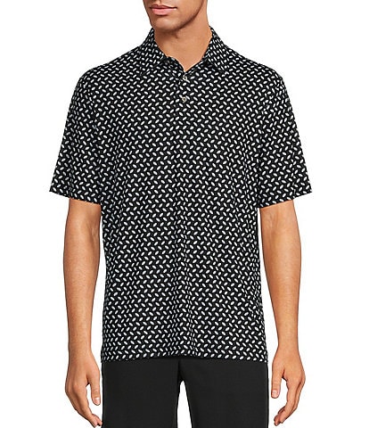 Roundtree & Yorke Performance Short Sleeve Football Print Polo Shirt