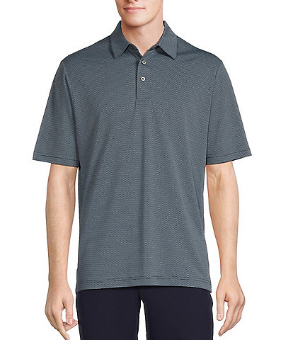 Roundtree & Yorke Performance Short Sleeve Horizontal Textured Jacquard Polo Shirt