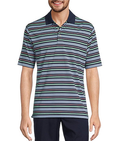 Roundtree & Yorke Performance Short Sleeve Multi Stripe Polo Shirt