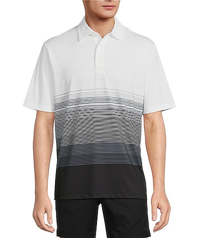 Roundtree & Yorke Performance Short Sleeve Ombre Striped Mesh Polo Shirt