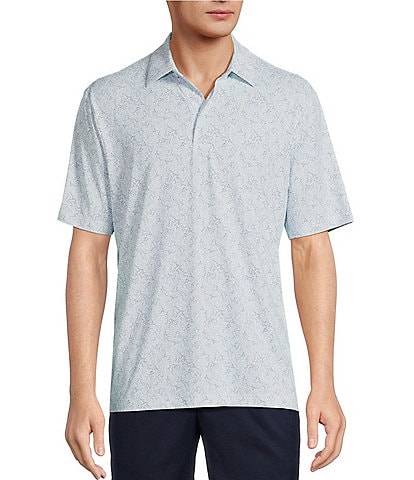 Roundtree & Yorke Performance Short Sleeve Shark Print Polo Shirt
