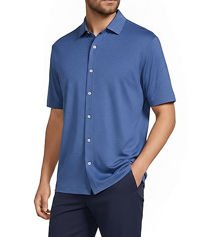 Roundtree & Yorke Performance Short Sleeve Solid Coat Front Shirt