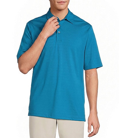 Roundtree & Yorke Performance Short Sleeve Stripe Jacquard Polo Shirt