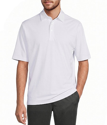 Roundtree & Yorke Performance Short Sleeve Stripe Jacquard Polo Shirt