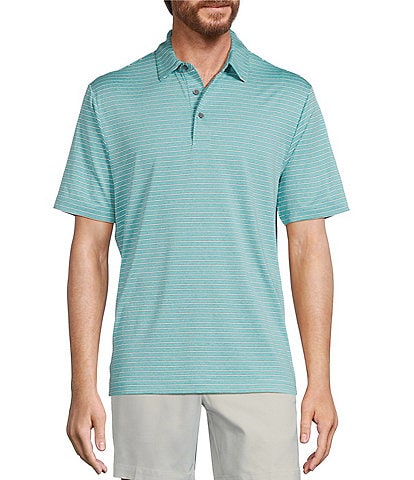 Roundtree & Yorke Performance Short Sleeve Stripe Print Polo Shirt