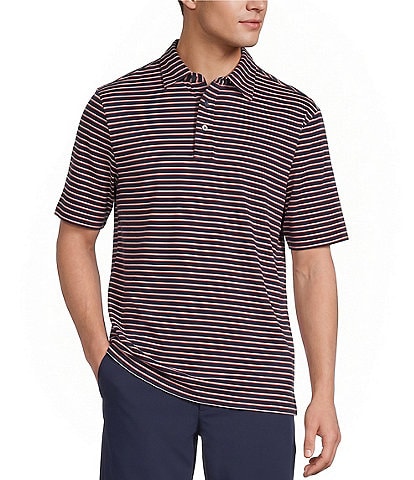 Roundtree & Yorke Performance Short Sleeve Striped Polo Shirt