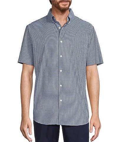 Roundtree & Yorke Performance Short Sleeve Twill Gingham Sport Shirt