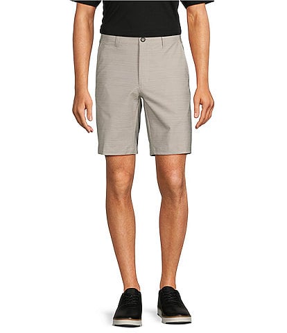 Roundtree & Yorke Performance Straight Fit Flat Front Horizontal Textured 9" Inseam Shorts