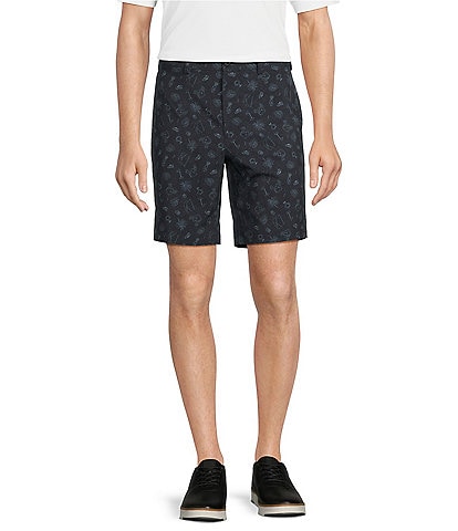 Roundtree & Yorke Performance Stretch Fabric Classic Fit Flat Front 9#double; Golf Printed Shorts