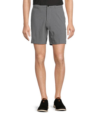 Roundtree & Yorke Performance Stretch Fabric Straight Fit Flat Front 7" Heathered Shorts