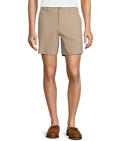 Roundtree & Yorke Performance Stretch Fabric Straight Fit Flat Front 7#double; Heathered Shorts