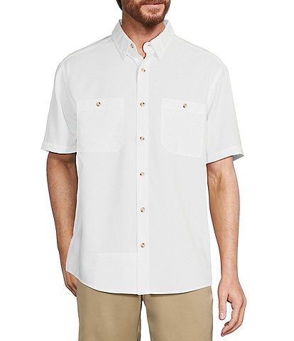 Roundtree & Yorke Performance The Charter Vented Short Sleeve Solid Fishing Sport Shirt