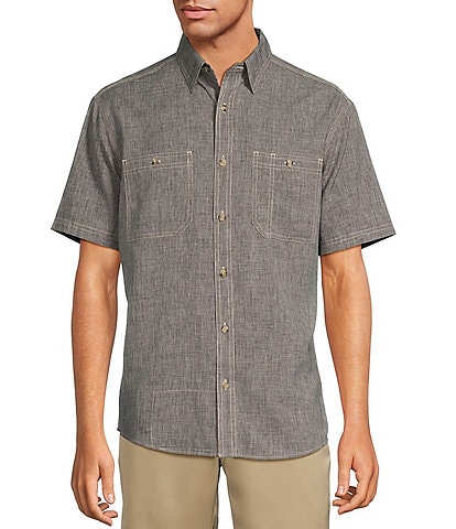 Nautica Men's Short Sleeve Sustainable Linen Solid Button Up Shirt