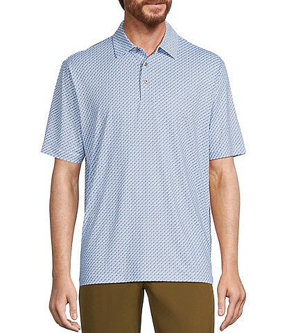 Roundtree & Yorke Performance The Fairway Short Sleeve 3D Geometric Print Polo Shirt