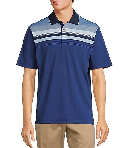 Roundtree & Yorke Performance The Fairway Short Sleeve Placed Chest Stripe Polo Shirt
