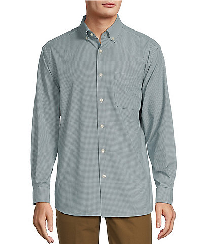 Roundtree & Yorke Performance The Traveler Long Sleeve Mini Gingham Stretch Twill Sport Shirt