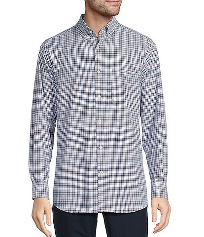 Roundtree & Yorke Performance The Traveler Long Sleeve Small Plaid Stretch Twill Sport Shirt