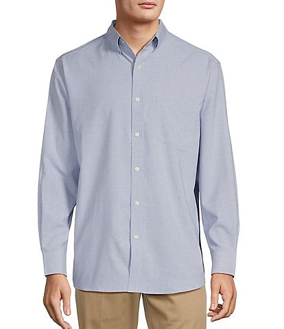 Roundtree & Yorke Performance The Traveler Long Sleeve Solid Chambray Sport Shirt