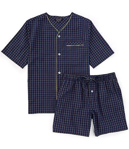 Roundtree & Yorke Plaid Pajama Shirt & Matching Pant 2-Piece Pajama Set