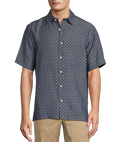 Roundtree & Yorke Short Sleeve Circle Print Polynosic Sport Shirt