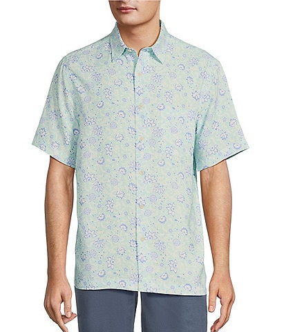 Roundtree & Yorke Short Sleeve Floral Polynosic Sport Shirt