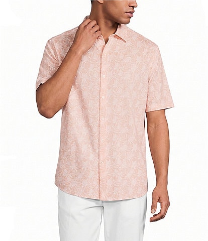 Roundtree & Yorke Short Sleeve Leaf Print Button Front Shirt