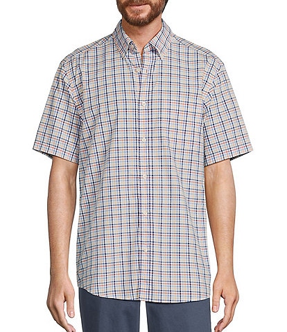 Roundtree & Yorke Short Sleeve Small Plaid Poplin Sport Shirt