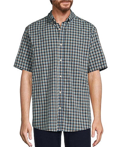 Roundtree & Yorke Short Sleeve Mini Multi-Plaid Poplin Sport Shirt