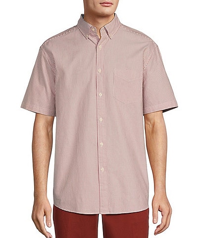 Roundtree & Yorke Short Sleeve Oxford Small Stripe Sport Shirt