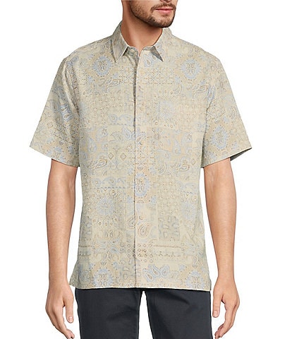 Roundtree & Yorke Short Sleeve Patchwork Print Hangout Sport Shirt