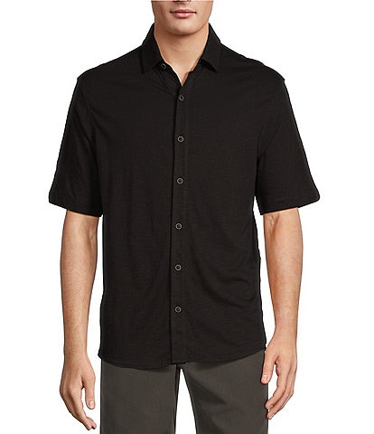 Roundtree & Yorke Short Sleeve Slub Solid Coatfront Shirt