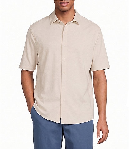 Roundtree & Yorke Short Sleeve Solid Button Front Shirt