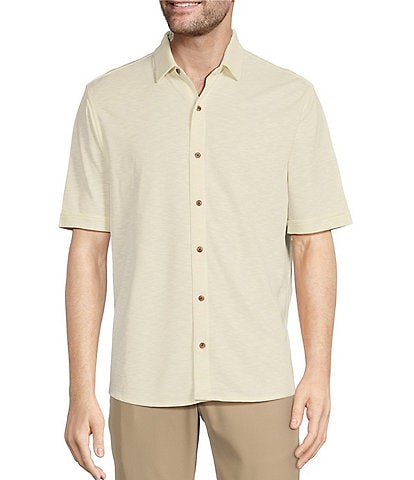 Roundtree & Yorke Short Sleeve Solid Coatfront Shirt